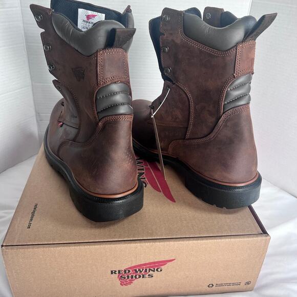 Red Wing 4200 Waterproof Work Boots Mens 12 EE Wide Brown Leather Safety Toe USA - Picture 5 of 7